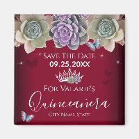 Cactus Butterfly Elegant Quinceanera Save the Date