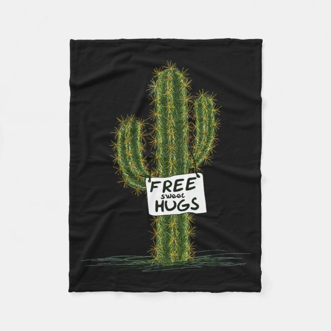Cactus Cacti Funny Art Humor Sweet Hugs  Fleecedecke (Vorderseite)