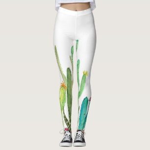 Cactus Cacti Grüne Wasserfarbe Natur botanisch Leggings