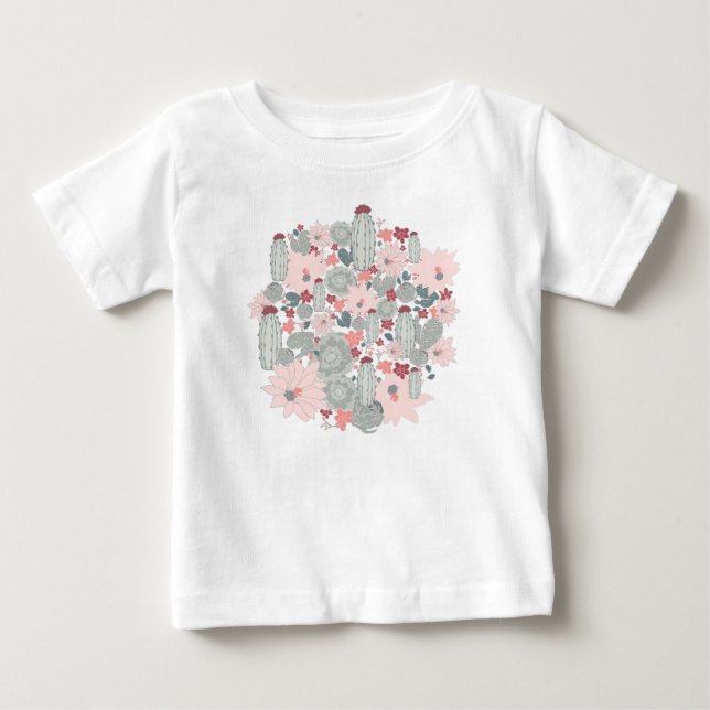 Cactus Cacti Pink Mint Succulents Desert Blume Baby T-shirt (Vorderseite)