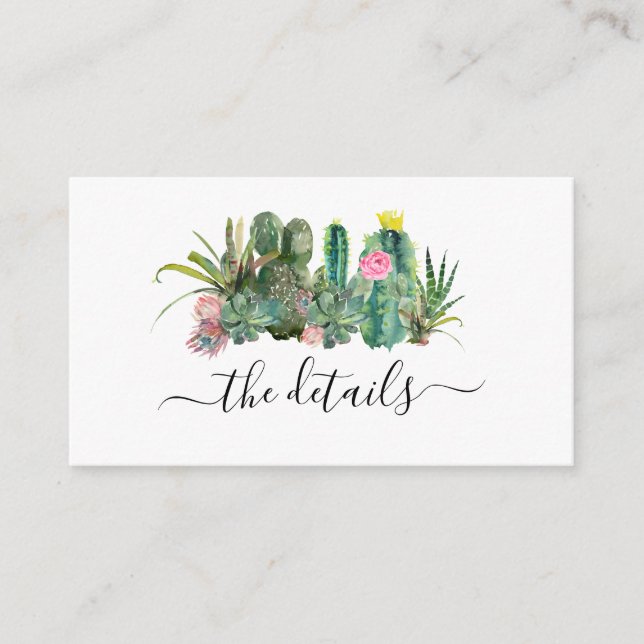 Cactus Cacti Succulent Floral Wedding Details Begleitkarte (Vorderseite)