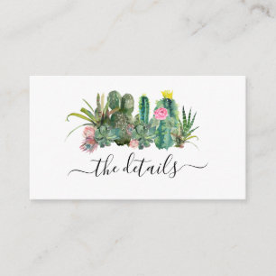Cactus Cacti Succulent Floral Wedding Details Begleitkarte