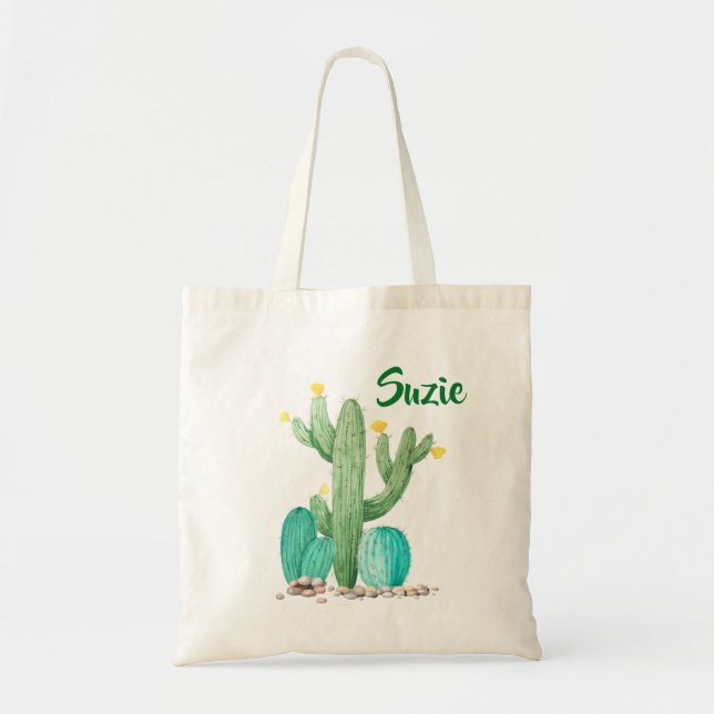 Cactus Cacti Succulent Watercolor Wüste Tote Bag Tragetasche (Vorne)