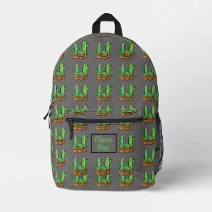 Cactus cacti succulents muster grau personalize bedruckter rucksack
