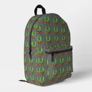 Cactus cacti succulents pattern grau bedruckter rucksack
