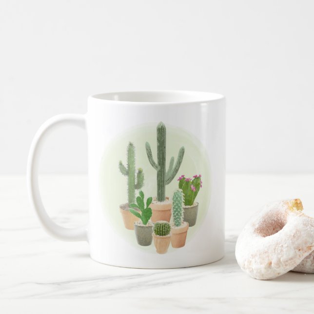 Cactus Cacti Topted Pflanze Sukkulturen Kaffeetasse (Mit Donut)