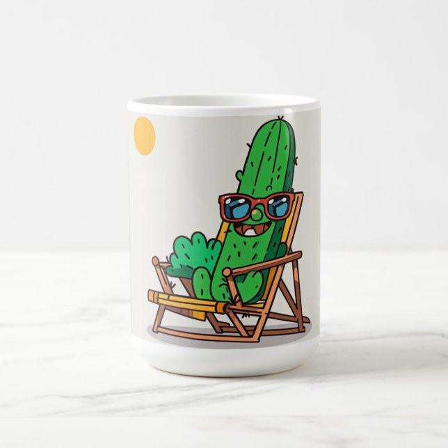 Cactus Caricaturesco en la Playa - Taza Divertida Kaffeetasse (Mittel)