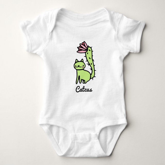 Cactus Cat Design Baby Strampler (Vorderseite)