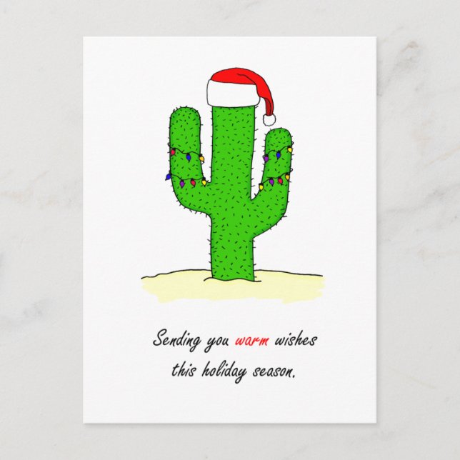 Cactus Christmas Feiertagspostkarte (Vorderseite)
