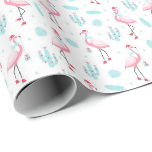 Cactus Christmas Flamingos Wrapping Paper Geschenkpapier