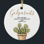Cactus Christmas Godelelternfamilie Keepake Keramik Ornament<br><div class="desc">Cactus Christmas Godelelternfamilie Keepake Ornament Kann in jeden Text geändert werden</div>