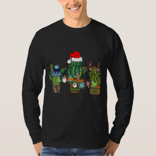 Cactus Christmas Reindeer Santa Hat Pajamas Xmas  T-Shirt