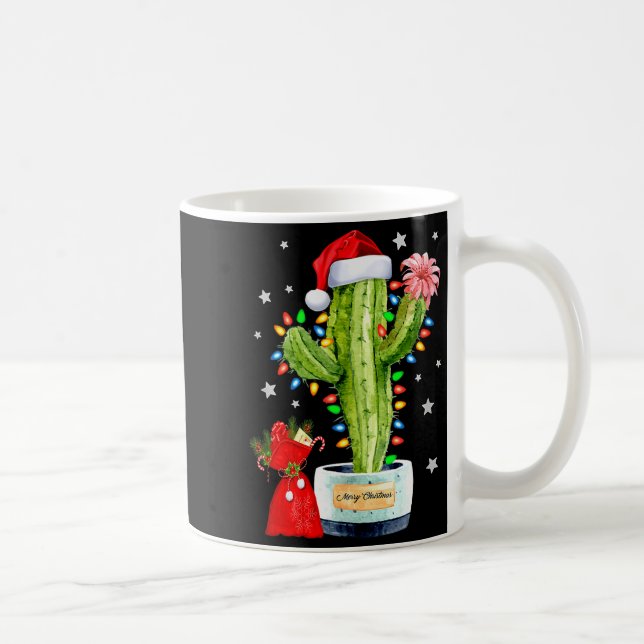Cactus Christmas Sweater Lights Santa Xmas Plant L Kaffeetasse (Rechts)