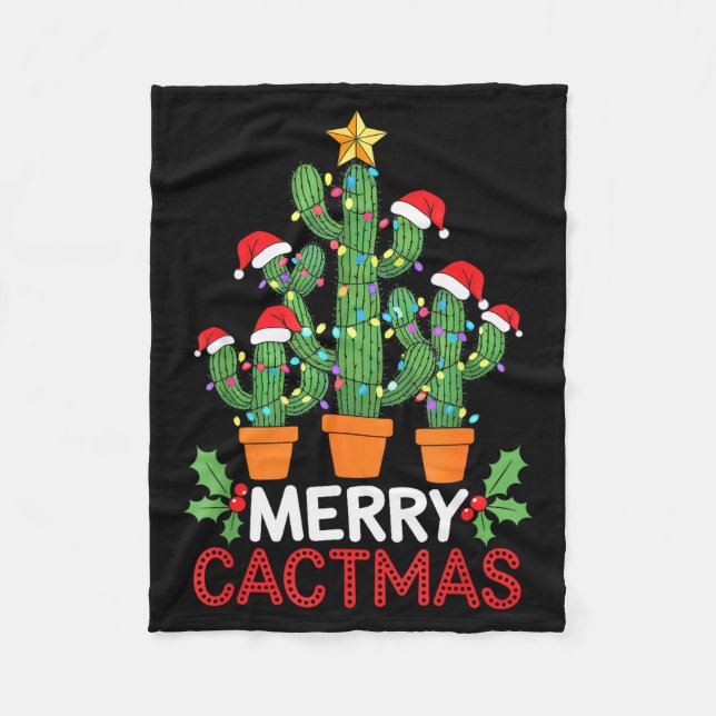 Cactus Christmas Tree Funny Merry Cactmas Cactus M Fleecedecke (Vorderseite)