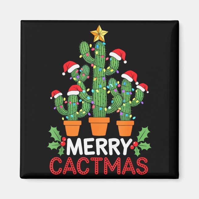 Cactus Christmas Tree Funny Merry Cactmas Cactus M Magnet (Vorne)