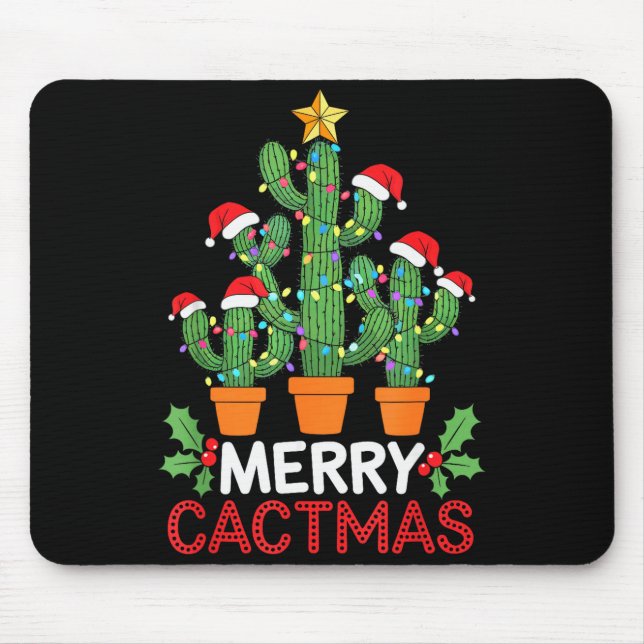 Cactus Christmas Tree Funny Merry Cactmas Cactus M Mousepad (Vorne)