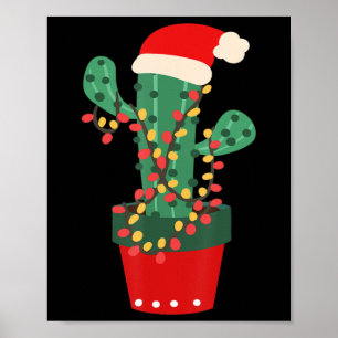 Cactus Christmas Tree Lights Succulent Lover Pflan Poster