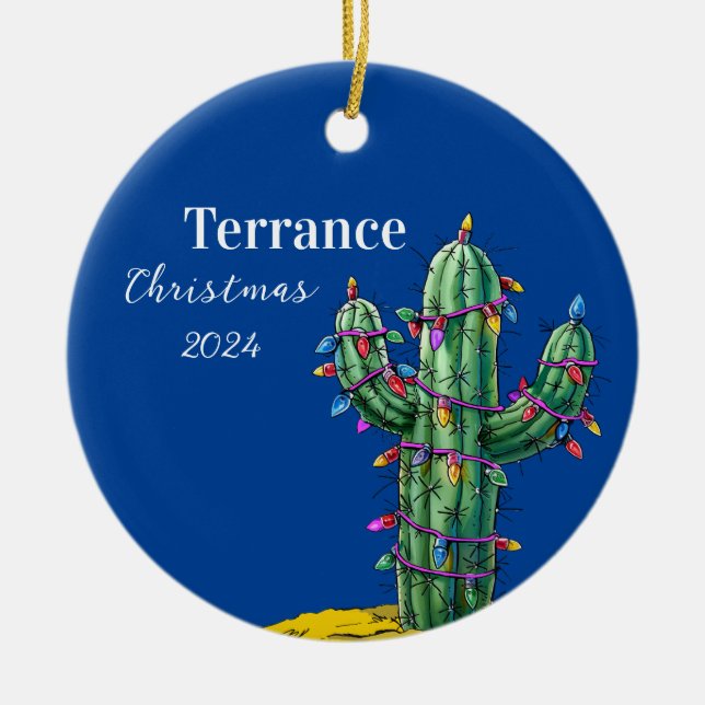 Cactus Christmas Tree Personalisiert Ornament (Vorne)
