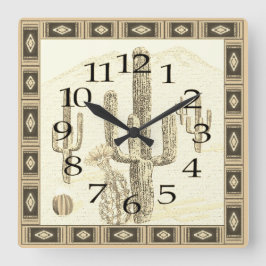 Cactus Clock im Südwesten Quadratische Wanduhr