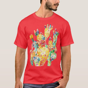 Cactus colorful flowers Watercolor Painting T-Shirt
