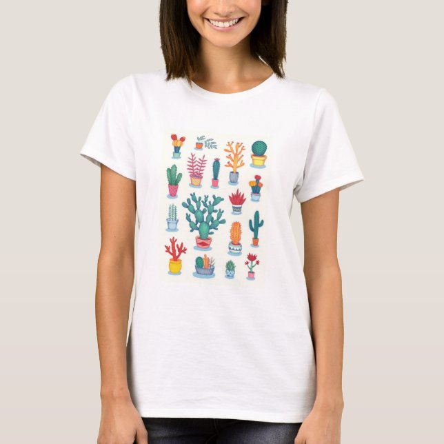 Cactus coloridos T-Shirt (Vorderseite)