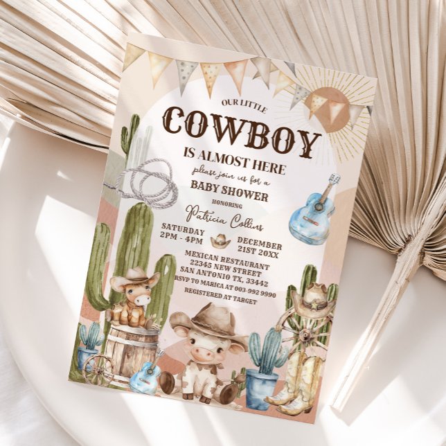 Cactus Cowboy Wild West Baby Shower Einladung (Von Creator hochgeladen)