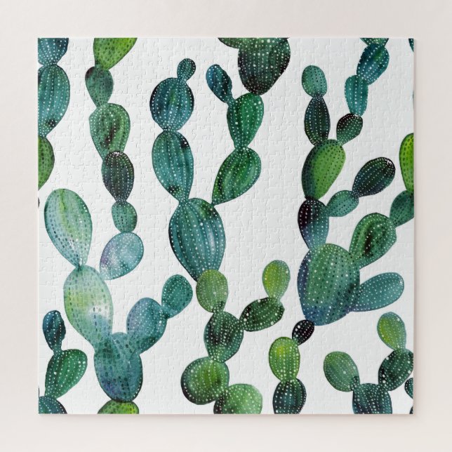 Cactus Craze: Tropical Watercolor Trend Puzzle (Vertikal)