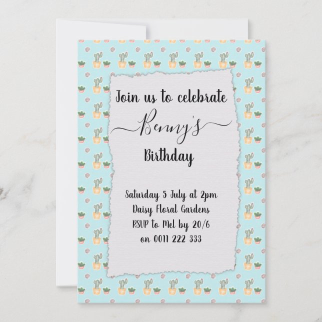 Cactus Crazy Birthday Party Einladung (Vorderseite)