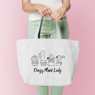 Cactus - Crazy Pflanze Lady Jumbo Stoffbeutel