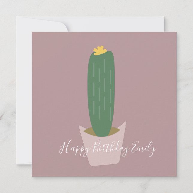Cactus Cupcake Illustration Geburtstag (Vorderseite)