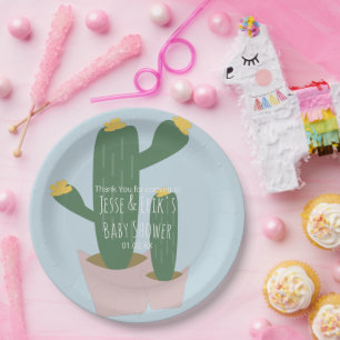 Cactus Cupcakes Baby Dusche Danke Blue Pappteller