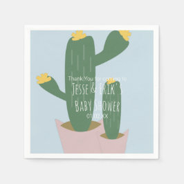 Cactus Cupcakes Baby Dusche Danke Blue Serviette