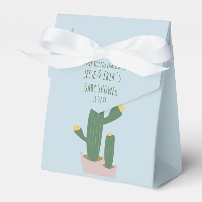 Cactus Cupcakes Kinderdusche Danke Blue Pink Geschenkschachtel (Vorderseite)