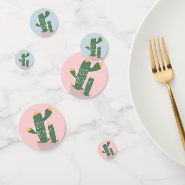 Cactus Cupcakes Kinderdusche Danke Blue Pink Konfetti (Gruppe)
