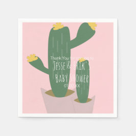 Cactus Cupcakes Kinderdusche Danke Pink Serviette