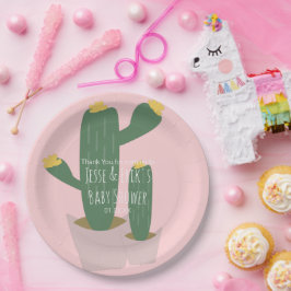 Cactus Cupcakes Pink Baby Dusche Vielen Dank Pappteller