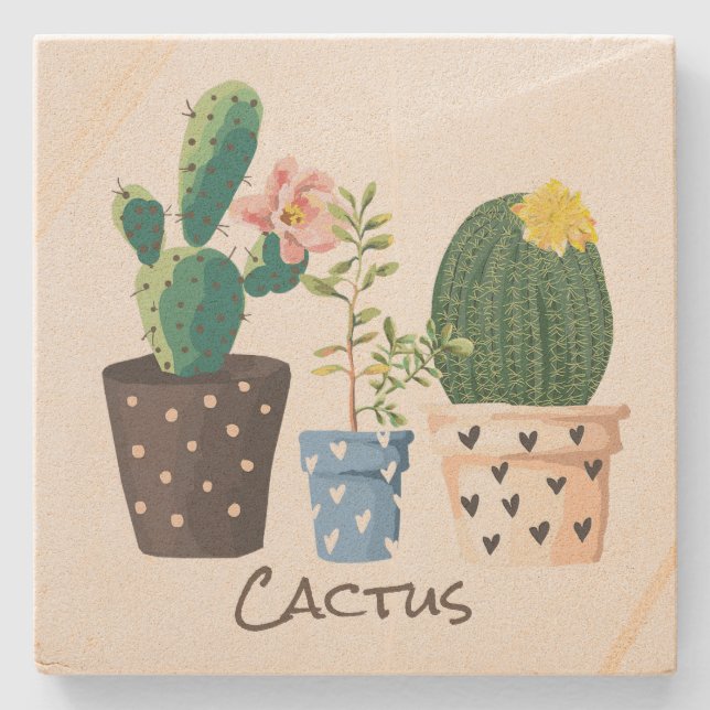 Cactus Custom Stone Untersetzer (Vorderseite)