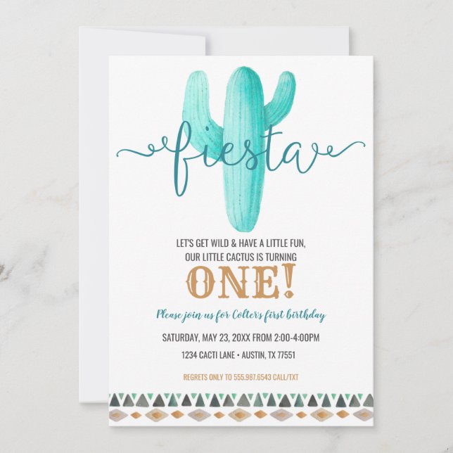 Cactus Customized Birthday Baby Shower Fiesta Einladung (Vorderseite)