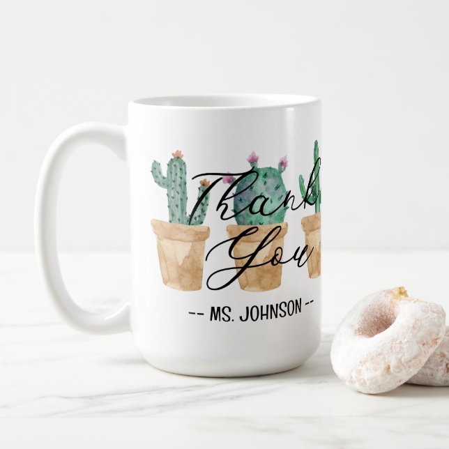 Cactus danke Ihnen Individuelle Name Kaffeetasse (Mit Donut)