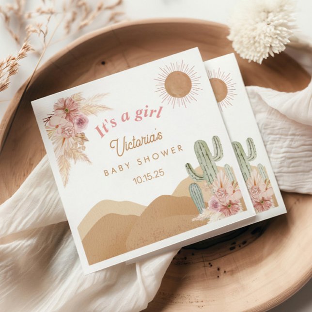 Cactus Desert, Arizona Girl Baby Shower Bohemisch Serviette (Von Creator hochgeladen)
