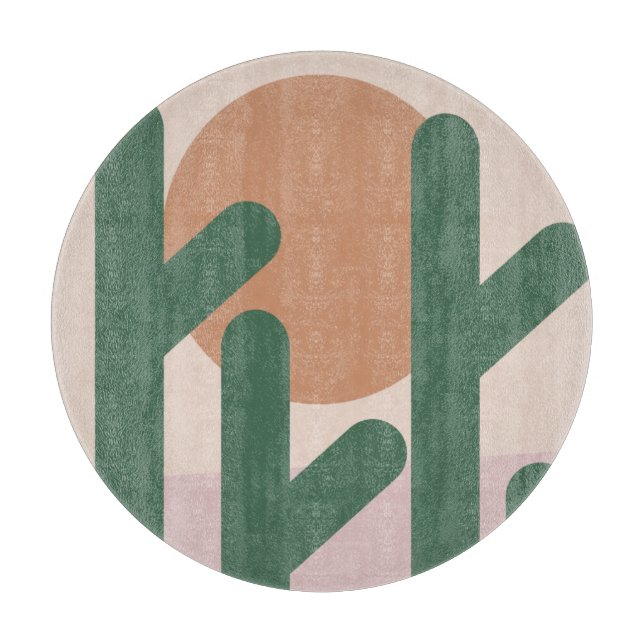 Cactus Desert Bohemisch Sunset Pattern Schneidebrett (Vorderseite)