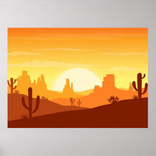Cactus Desert Landscape Poster