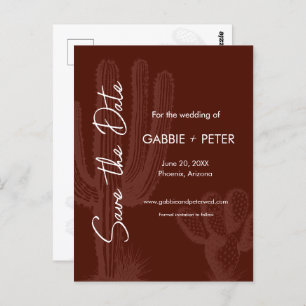 Cactus Desert Maroon Terra Cotta Save the Date Postkarte