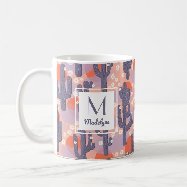 Cactus Desert Sunset Floral Personalisiert Kaffeetasse (Links)