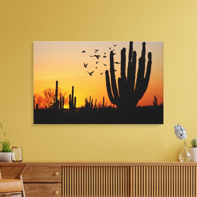 Cactus Desert Sunset Scene Leinwanddruck (Insitu (Wohnzimmer))