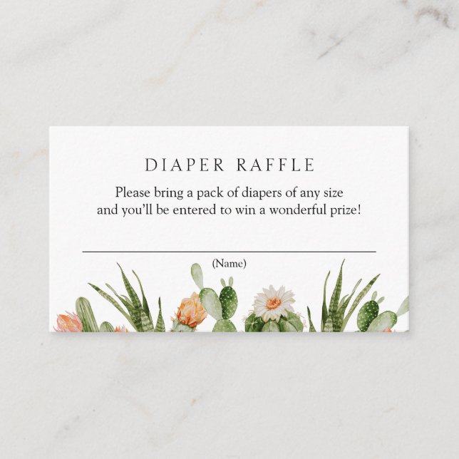 Cactus Diaper Raffle Baby Shower Enclosure Card Begleitkarte (Vorderseite)