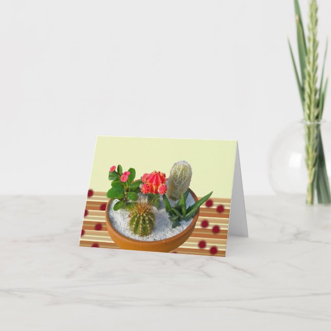 Cactus Dish Garden Note Card Karte (Vorderseite)