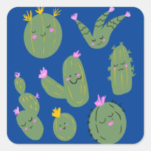 Cactus Doodle Cartoon Funny Blue