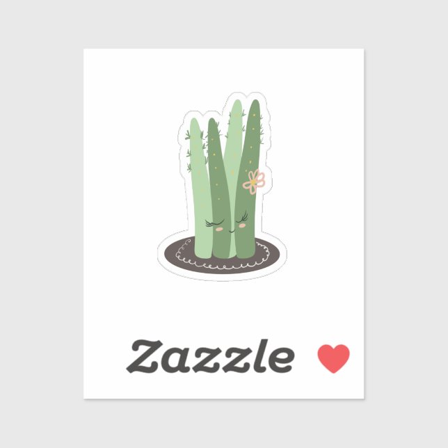 Cactus Doodle Cartoon Funny Green Design Aufkleber (Blatt)