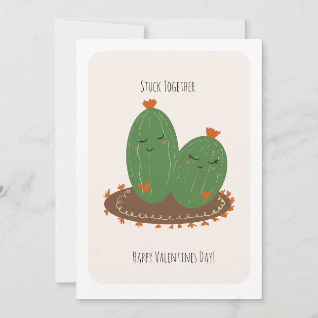 Cactus Doodle Valentines Day  Karte (Vorderseite)